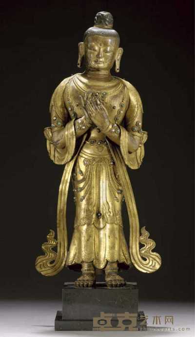 16th/17th Century A large Tibetan gilt copper model of Maitreya 